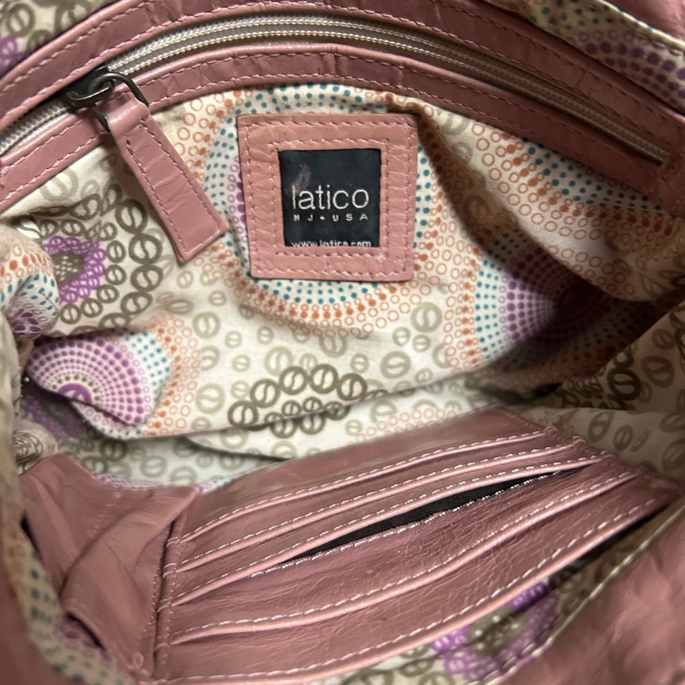 Latico Leather Crossbody Purse Floral Lining In Pink - Picture 6 of 6
